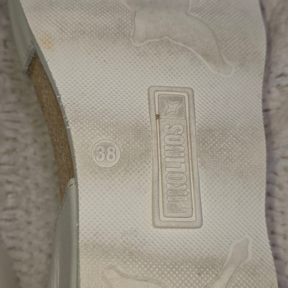 Pikolinos Monk Strap Sandals White Metallic Leather Platform Women 38 Excellent - Picture 7 of 7